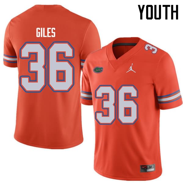 NCAA Florida Gators Eddie Giles Youth #36 Jordan Brand Orange Stitched Authentic College Football Jersey UNT0864KJ